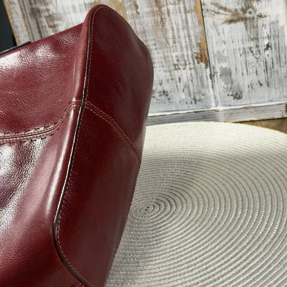 Vintage Fossil Red Leather Shoulderbag Small Under Arm Stitching
